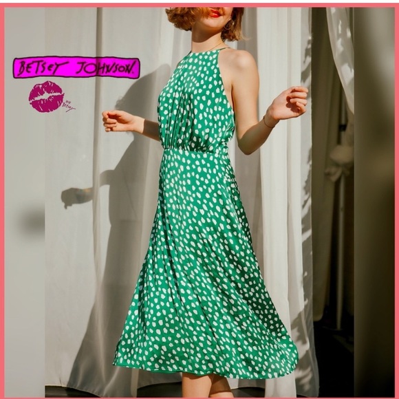 Betsey Johnson All The Dots Green Polka Dot Tie Back Dress - Picture 5 of 10